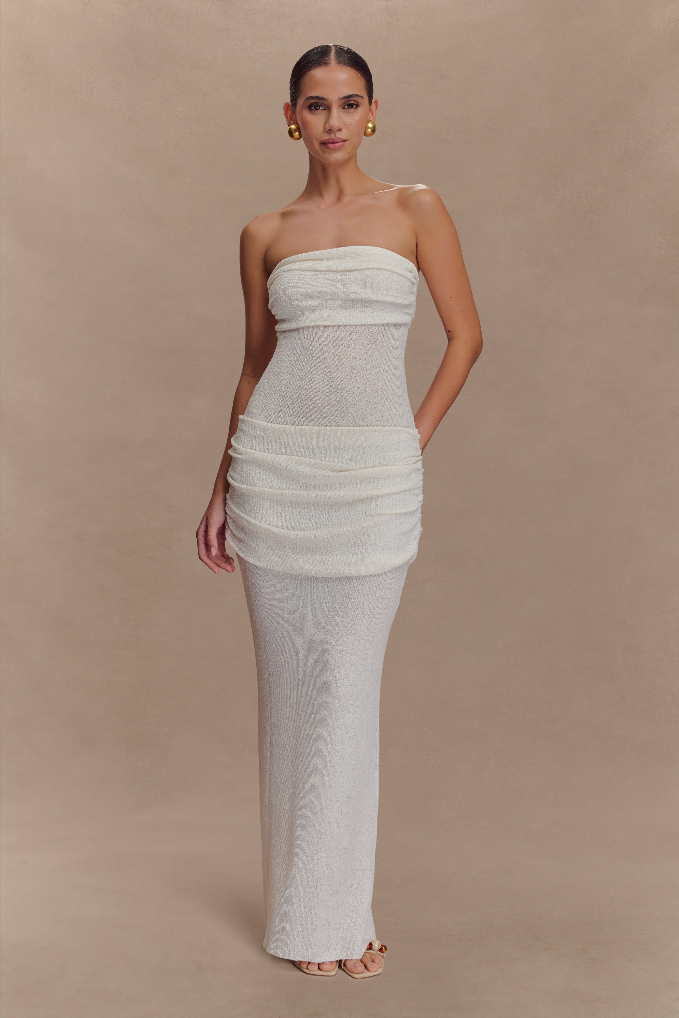 Elora Strapless Knit Maxi Dress - Ivory