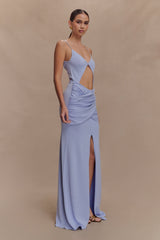 Reama Wrap Over Knit Maxi Dress - Cornflower Blue
