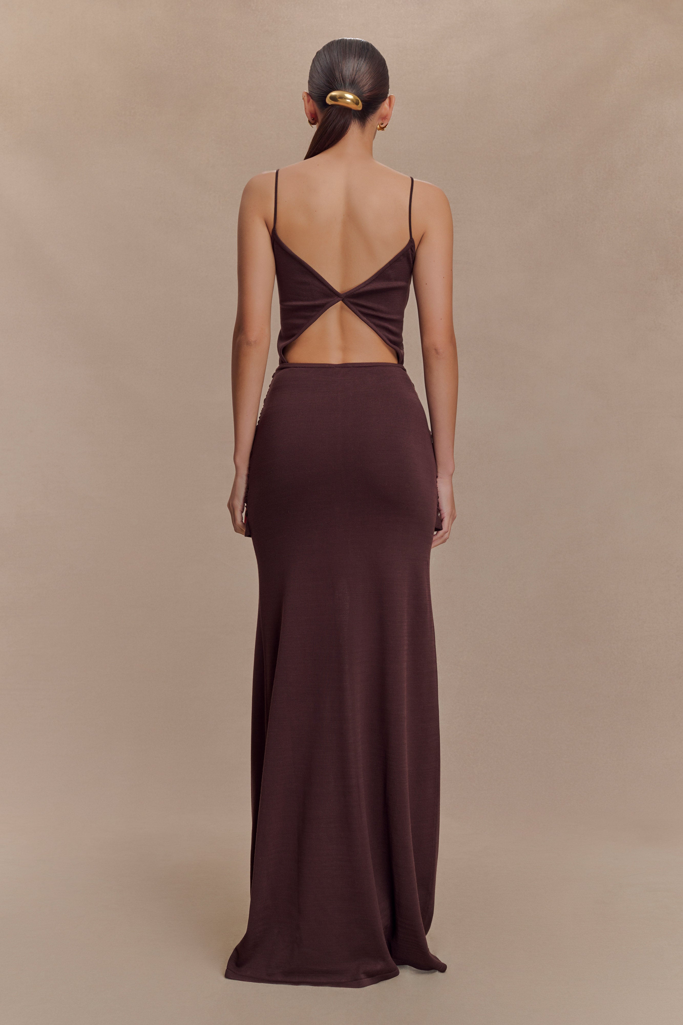 Reama Wrap Over Knit Maxi Dress - Chocolate