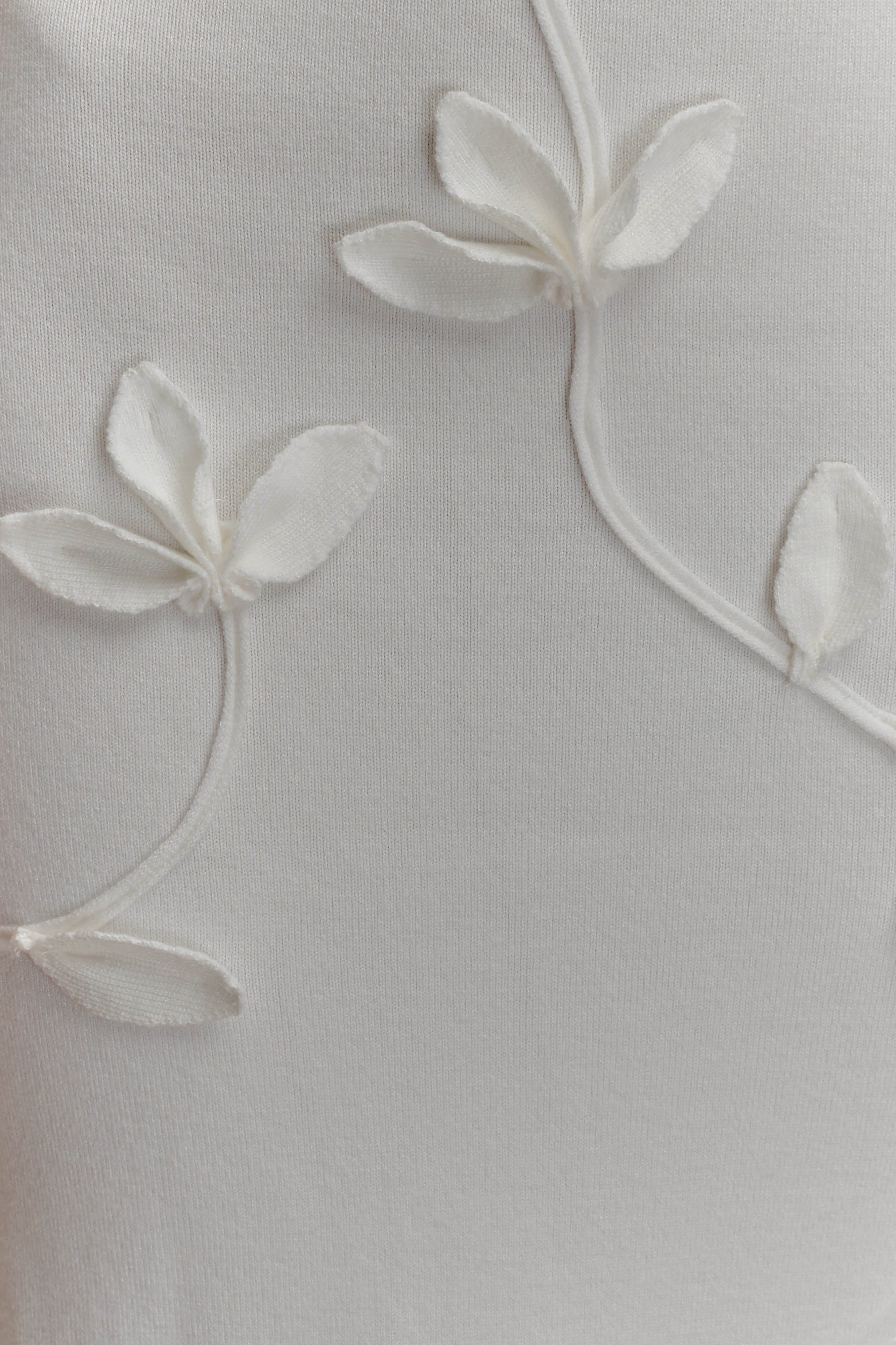 Wynn Floral Knit Midi Dress - White