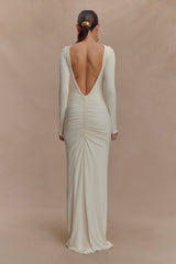 Louisa Long Sleeve Slinky Maxi Dress - Ivory