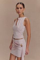 Alicent Slinky Beaded Top - Pale Pink