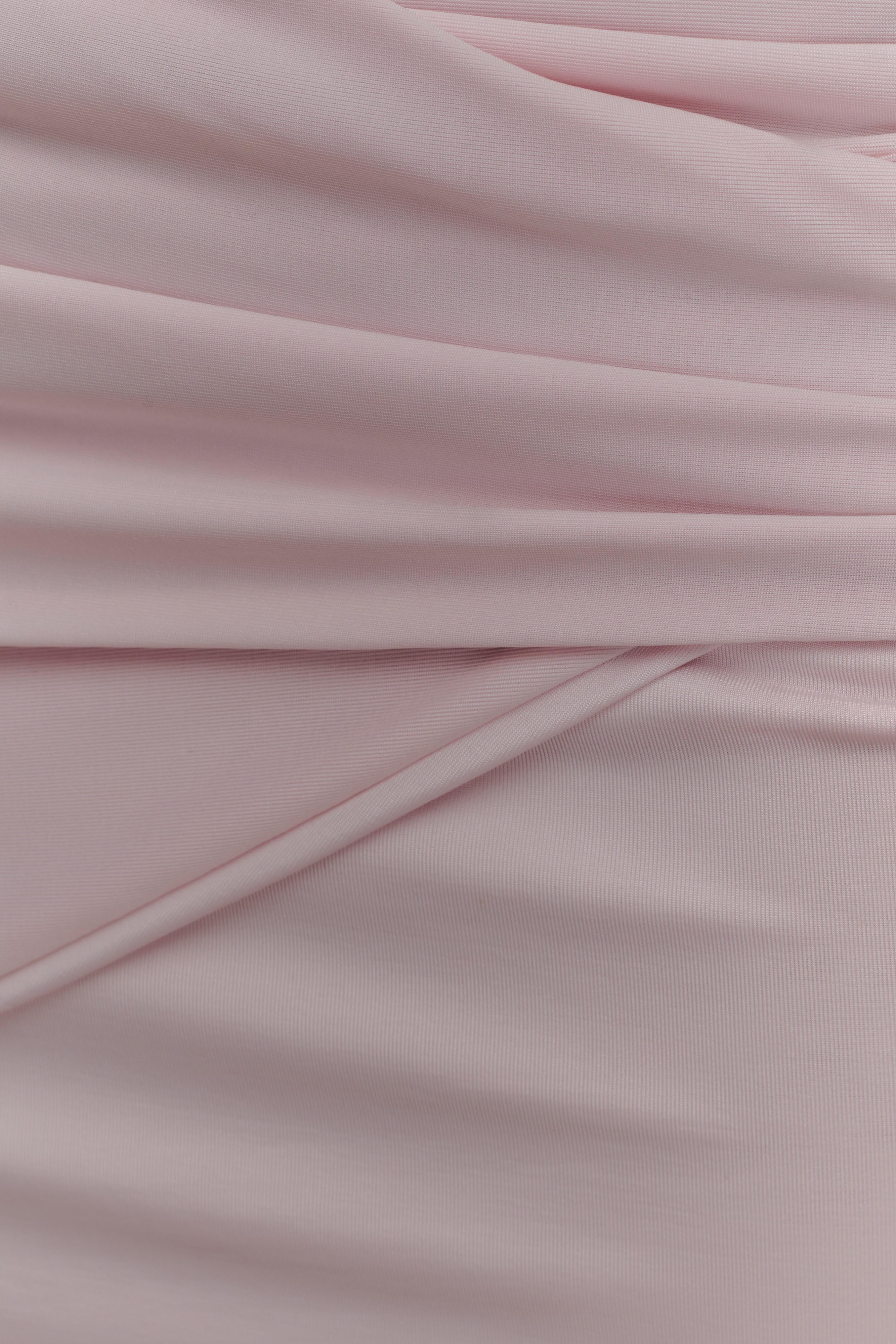 Alicent Slinky Beaded Mini Skirt - Pale Pink