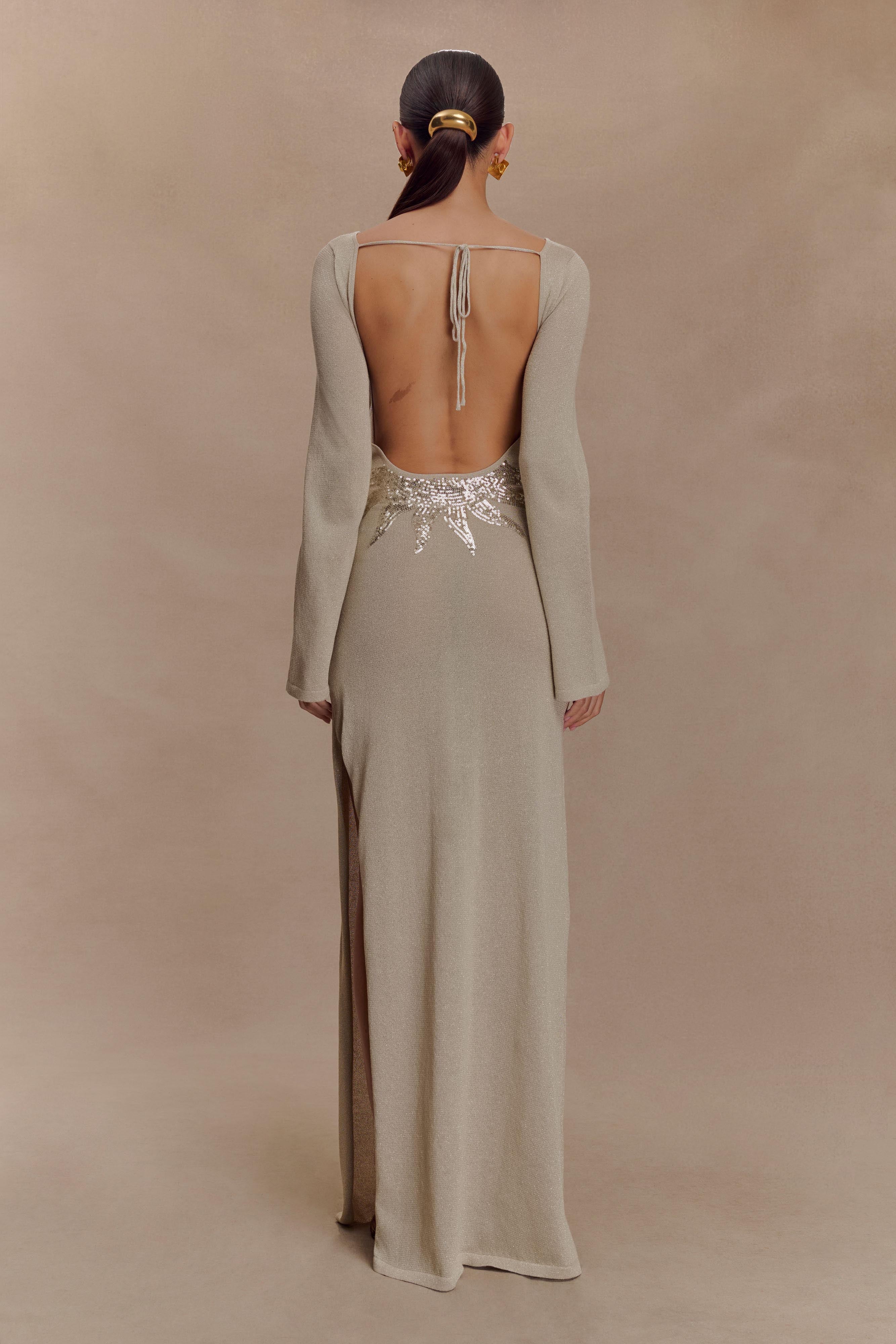 Atticus Knit Maxi Dress With Sequin - Gold