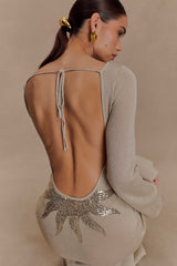 Atticus Knit Maxi Dress With Sequin - Gold