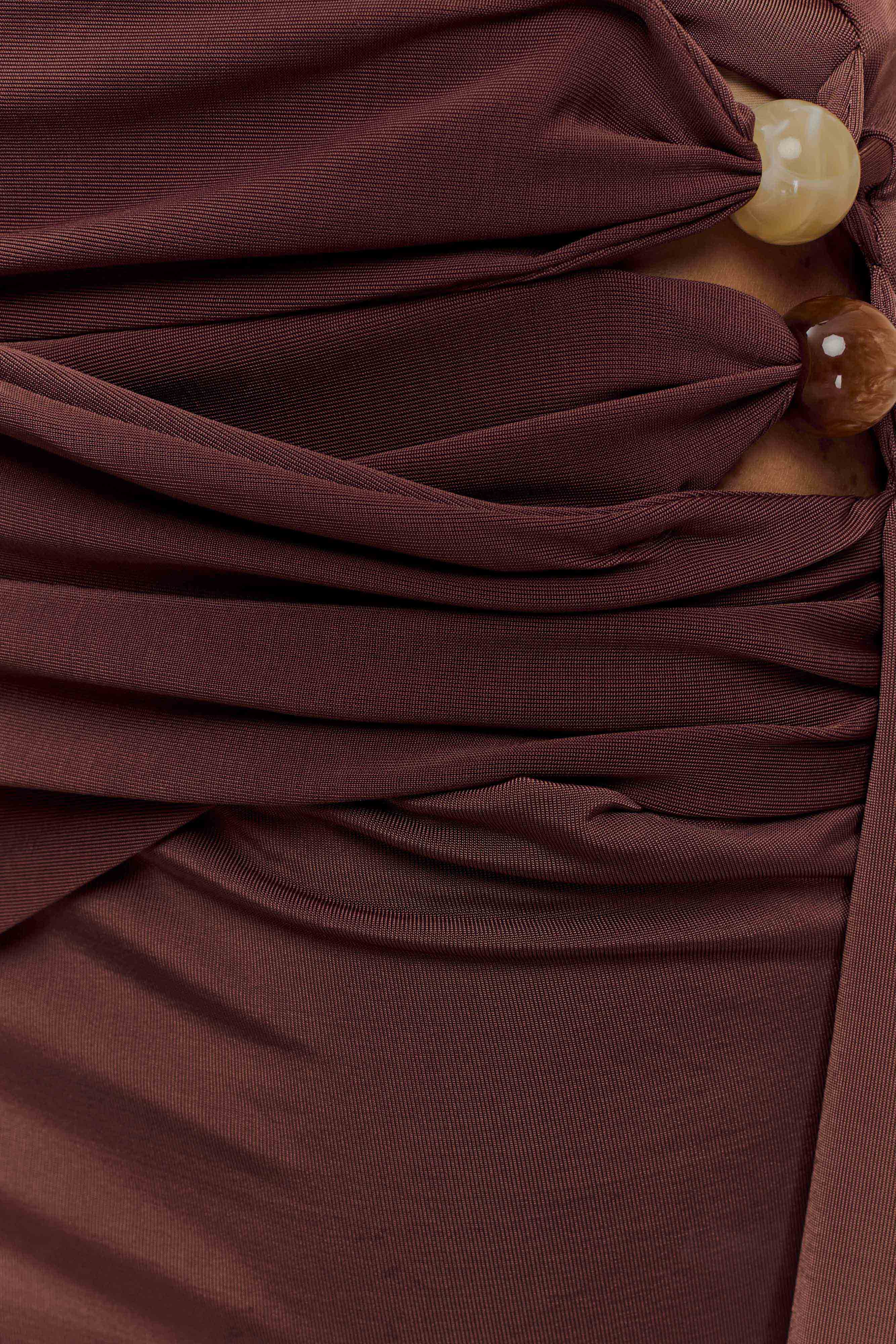 Alicent Slinky Beaded Mini Skirt - Chocolate