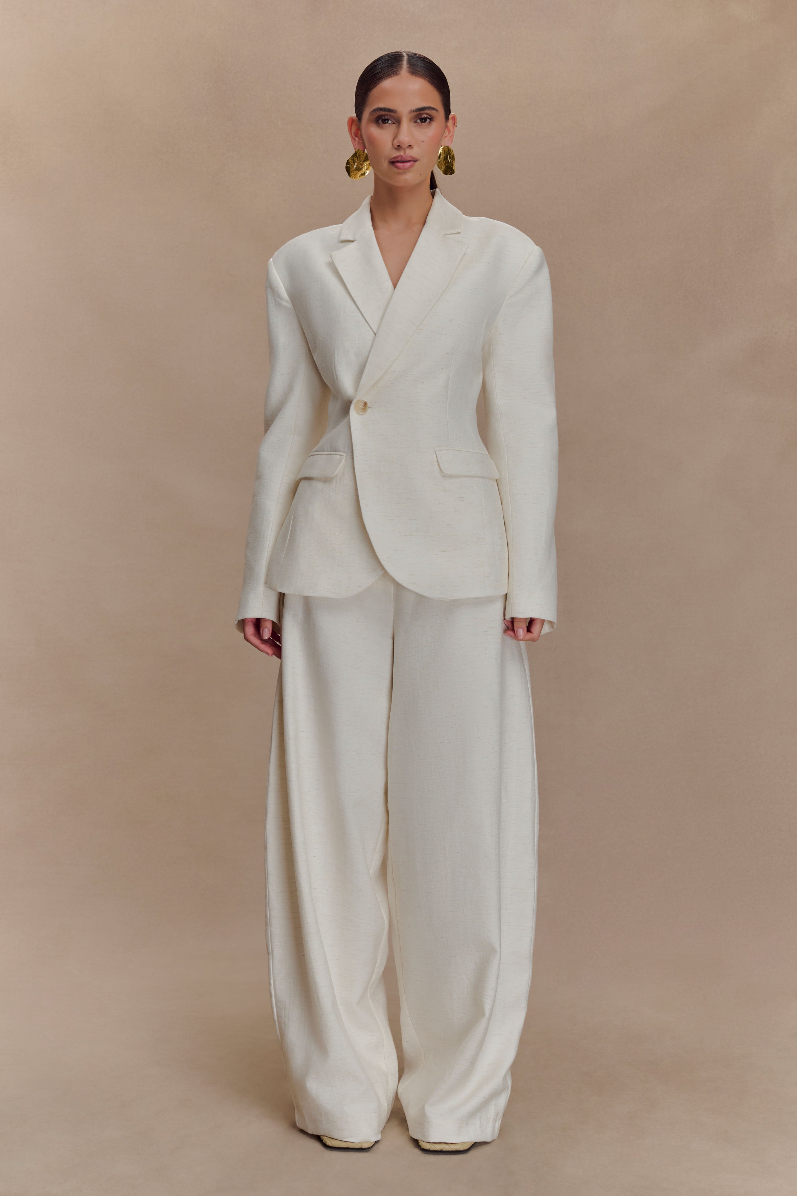 Jameson Cinched Linen Blazer - Oat Marle