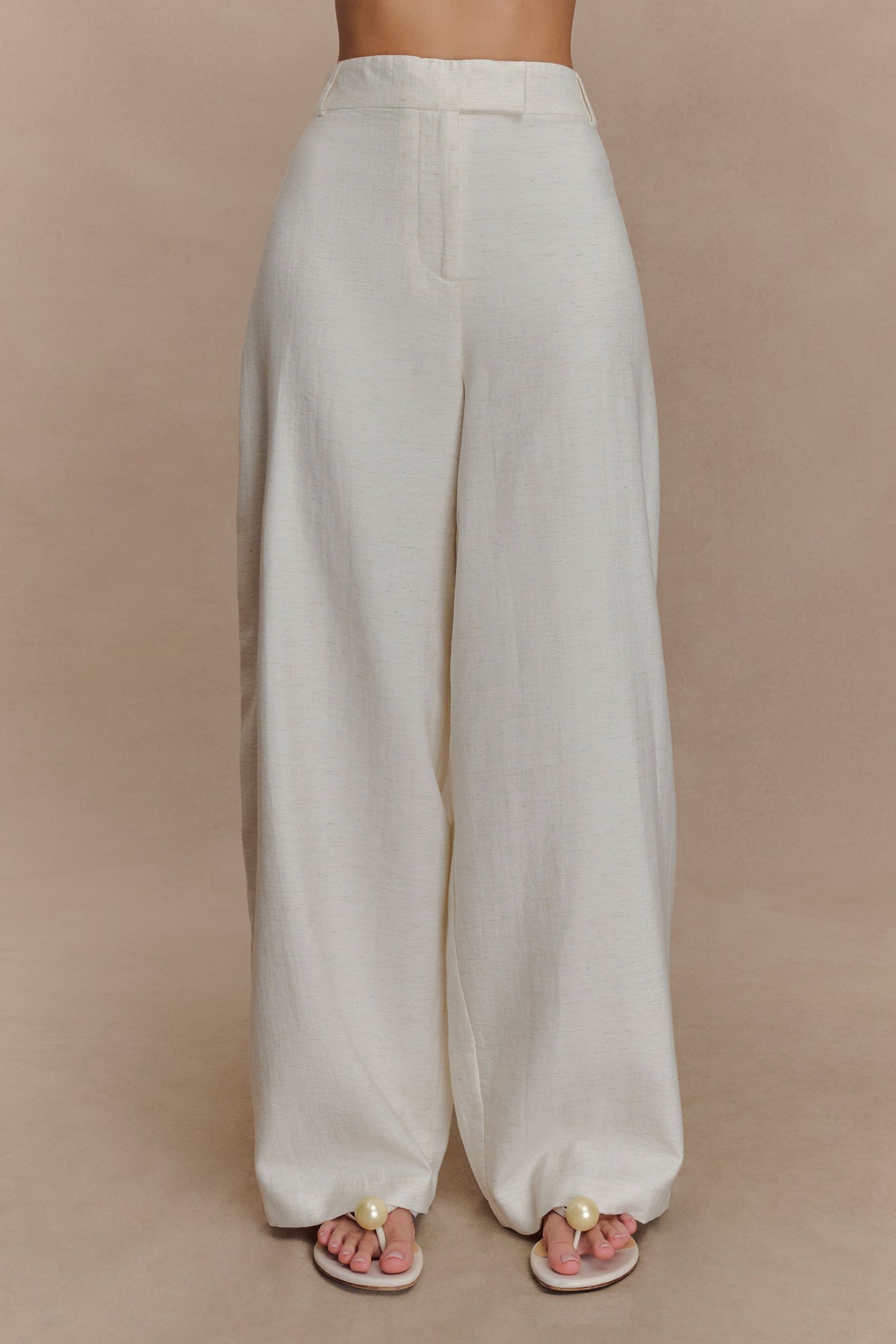 Cyrene Linen Wide Leg Pants - Oat Marle