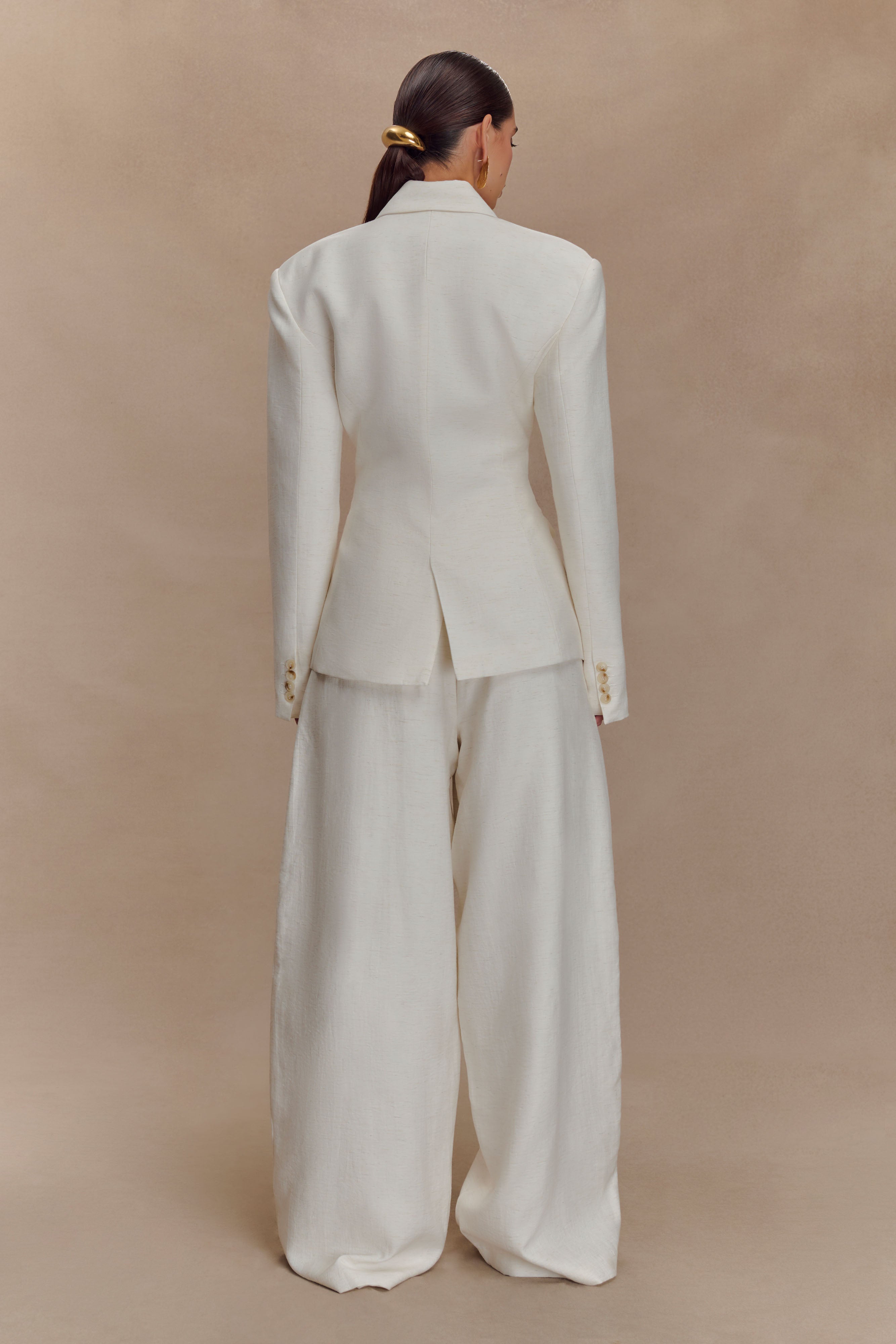Cyrene Linen Wide Leg Pants - Oat Marle