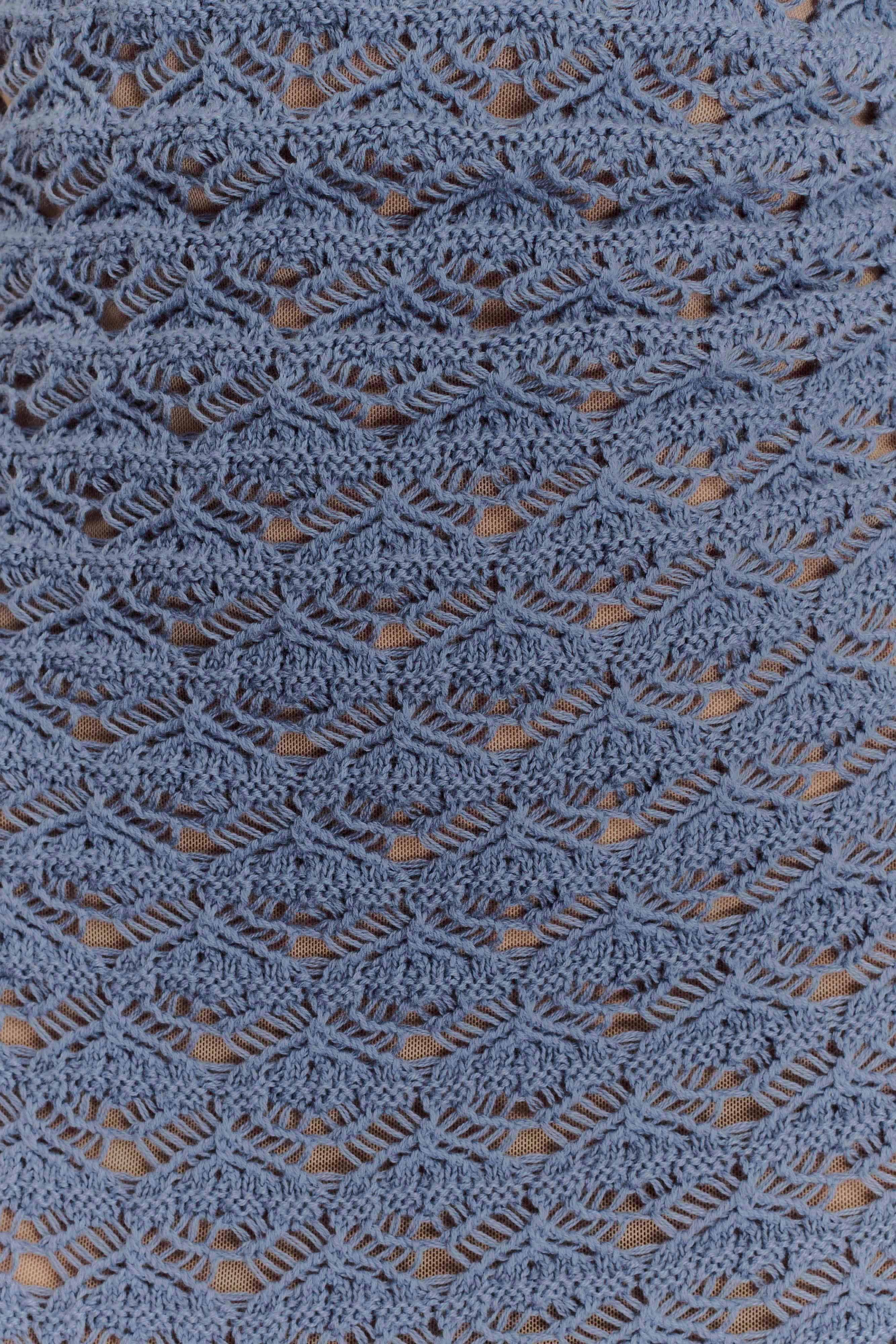 Aileen Ruffle Crochet Mini Dress - Steel Blue