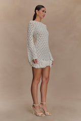 Aileen Ruffle Crochet Mini Dress - Ivory