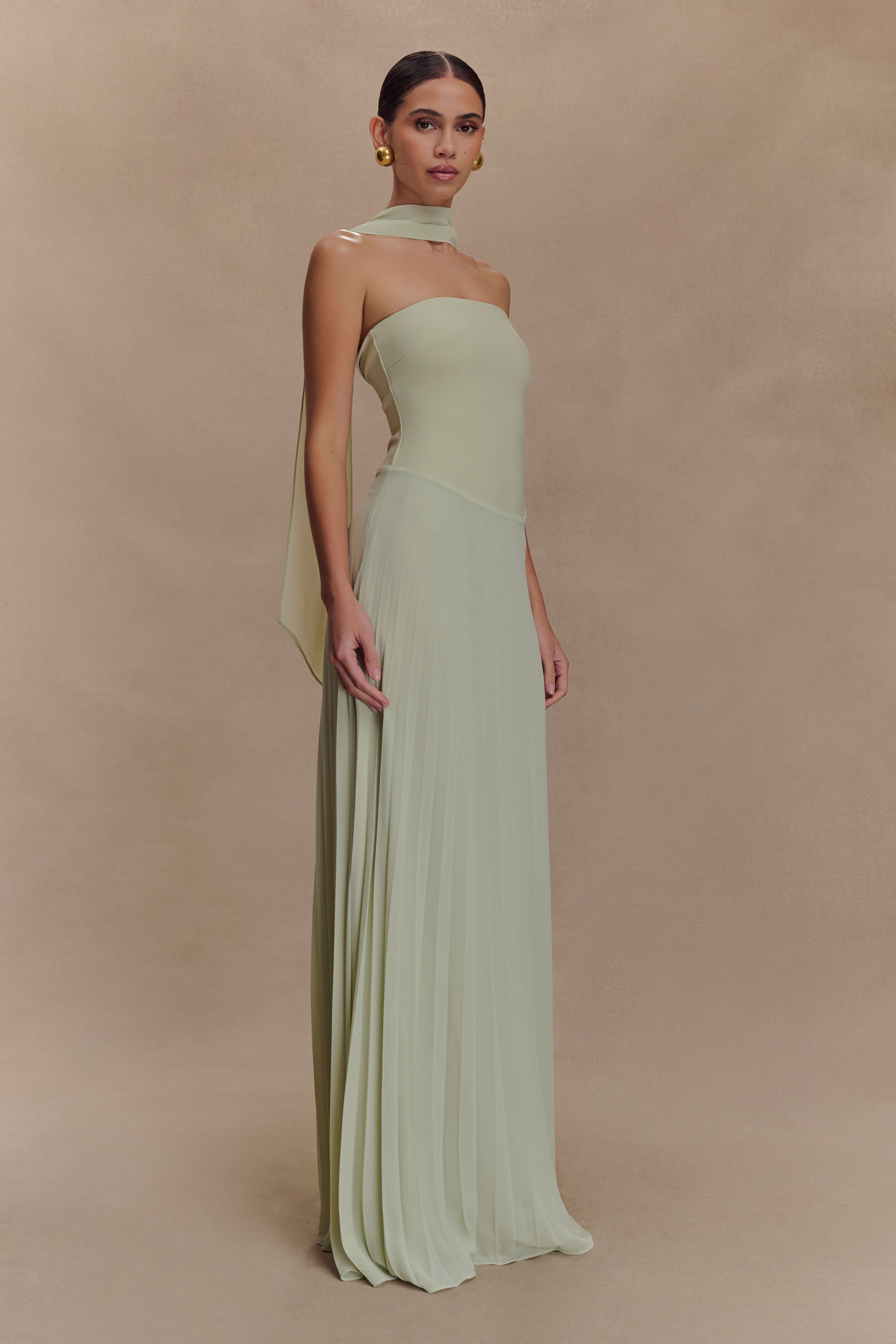 Caira Chiffon Scarf Maxi Dress - Sage