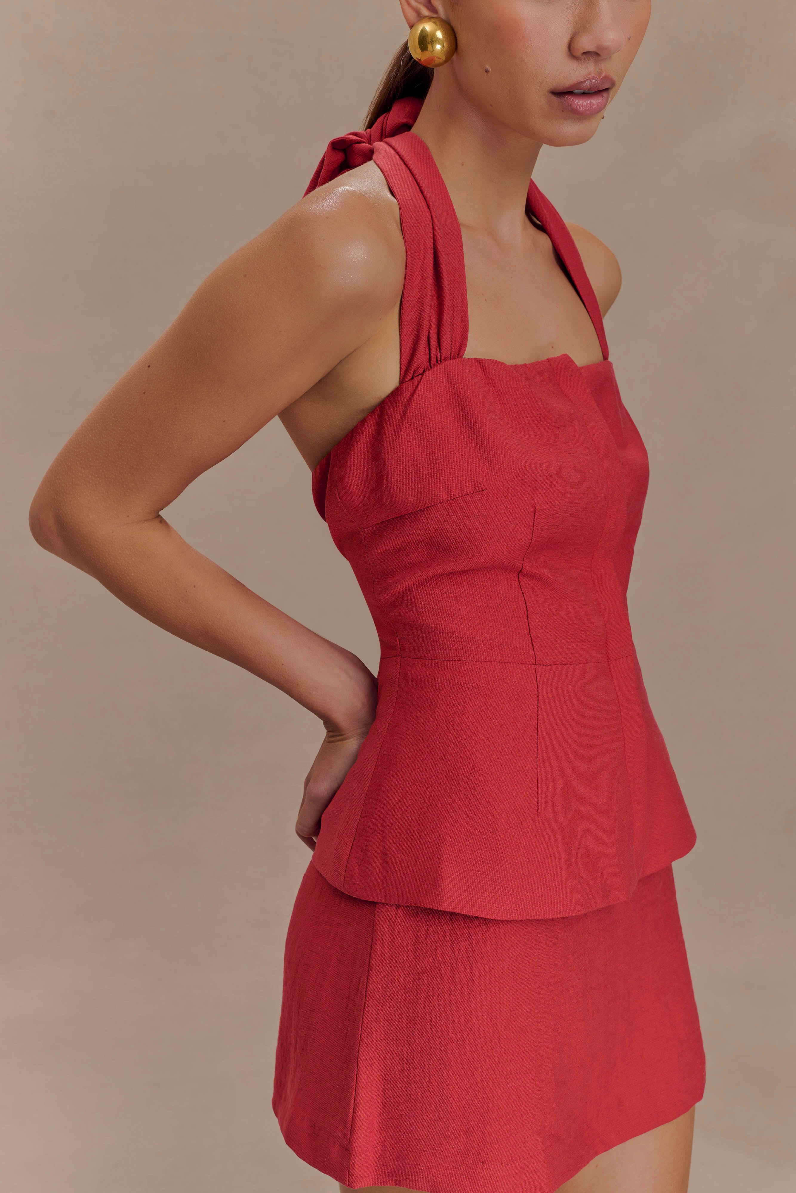 Kallie Linen Skort - Burnt Rose