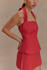 Kallie Linen Skort - Burnt Rose