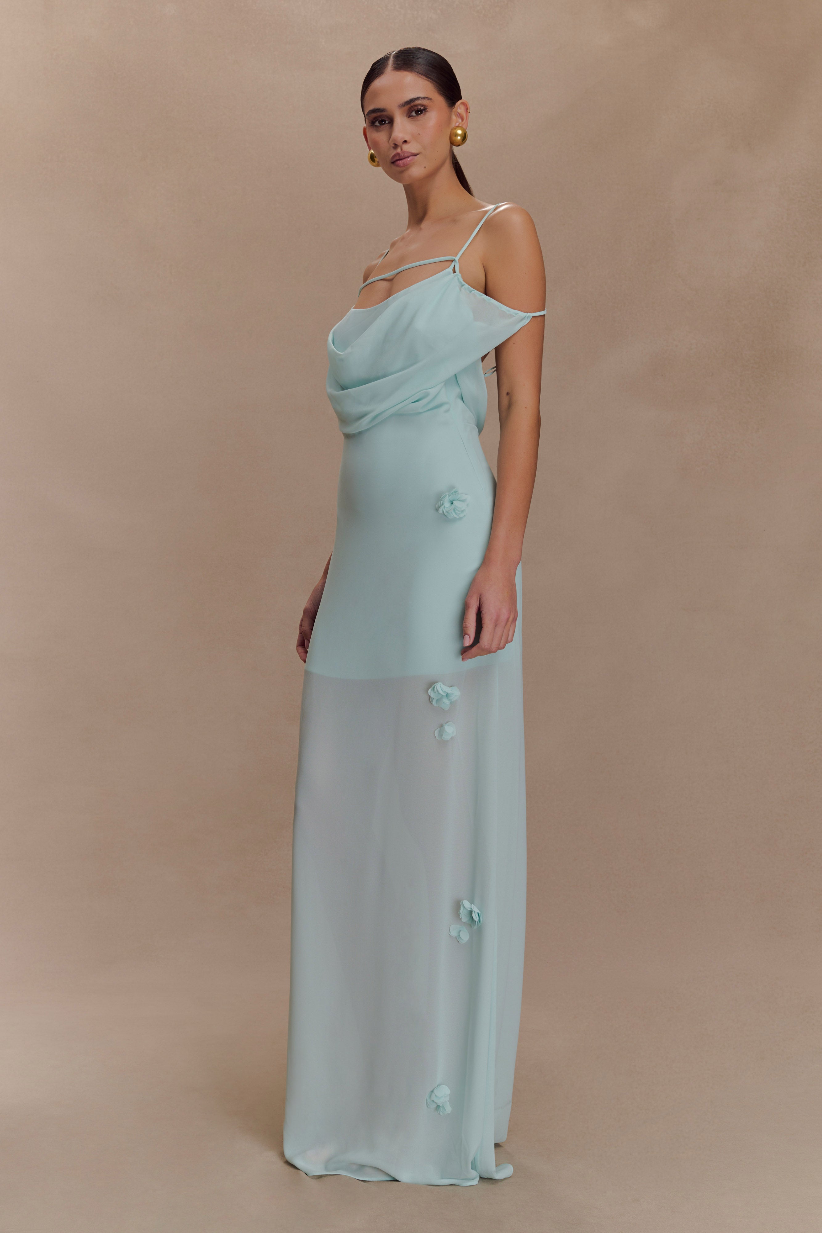 Rosalie Floral Chiffon Maxi Dress - Lagoon