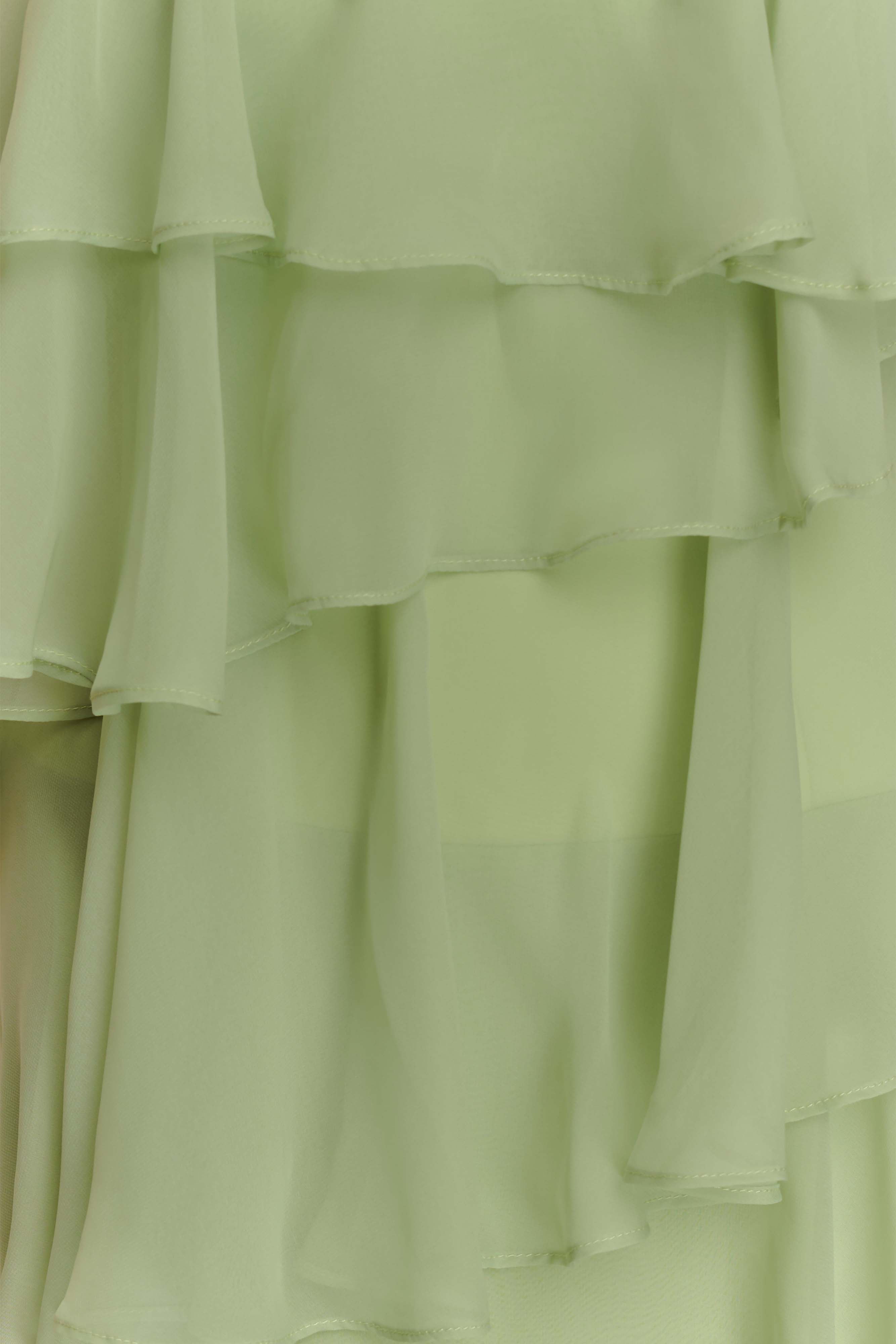 Alexa Ruffle Chiffon Maxi Dress - Pastel Lime