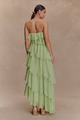 Alexa Ruffle Chiffon Maxi Dress - Pastel Lime