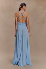 Elaine Chiffon Beaded Maxi Dress - Sky Blue