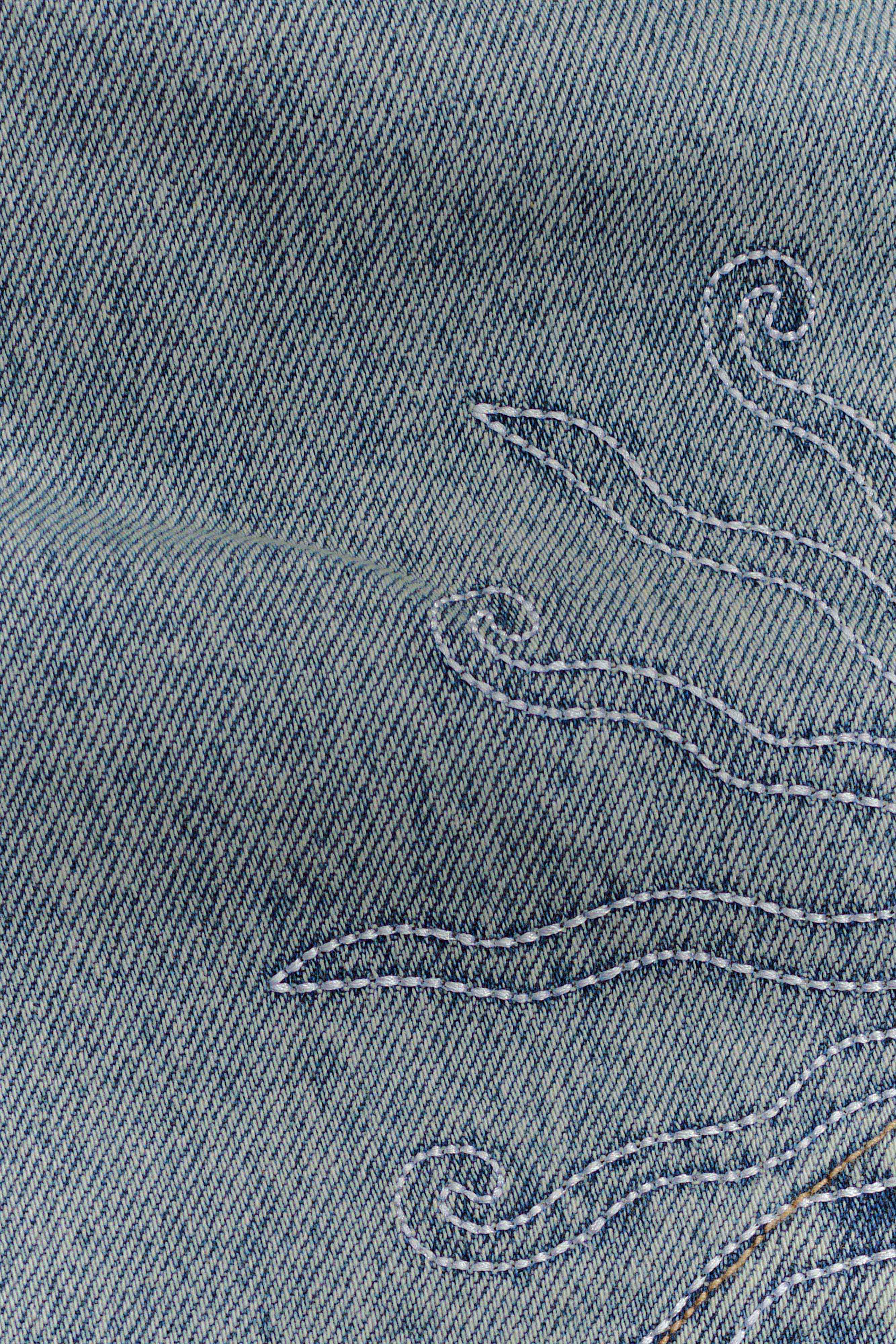 Alessia Embroidered Denim Mini Skirt - Light Vintage