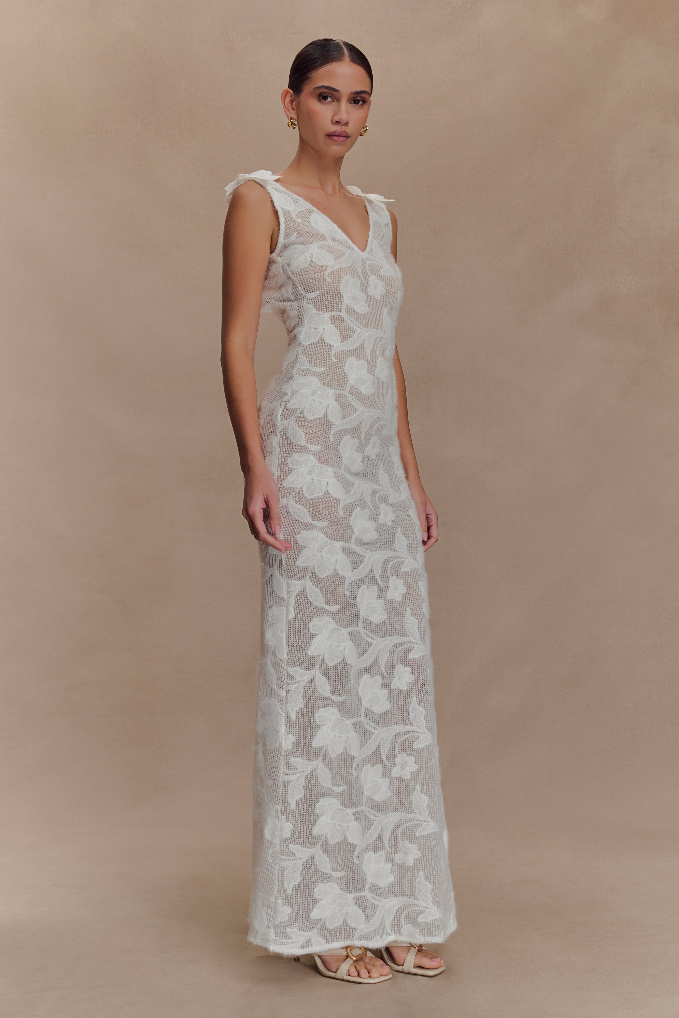 Cornelia Floral Sheer Maxi Dress - Ivory
