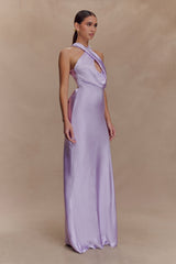 Phyllis Satin Halter Maxi Dress - Lilac