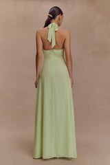 Malakhai Chiffon Halter Maxi Dress - Pastel Green