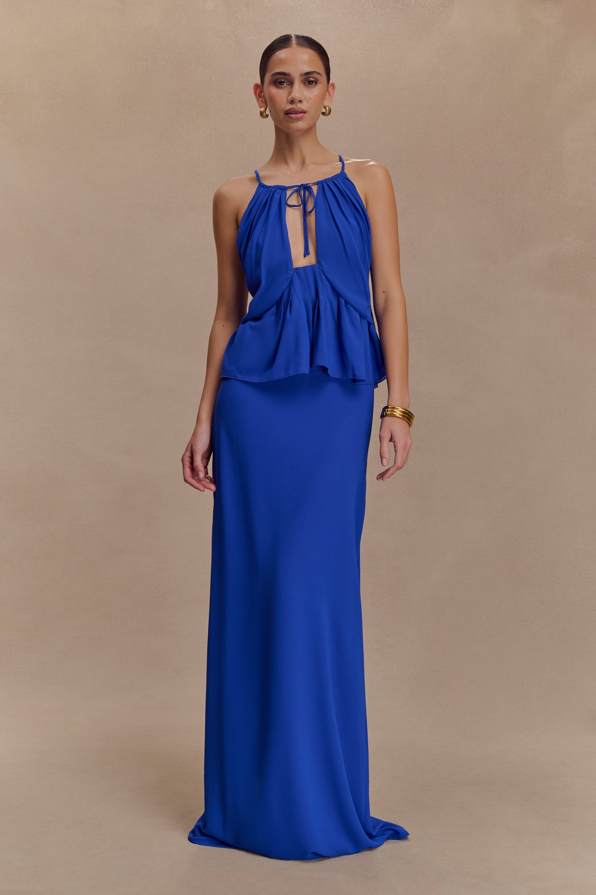 Katalina Chiffon Maxi Skirt - Cobalt Blue