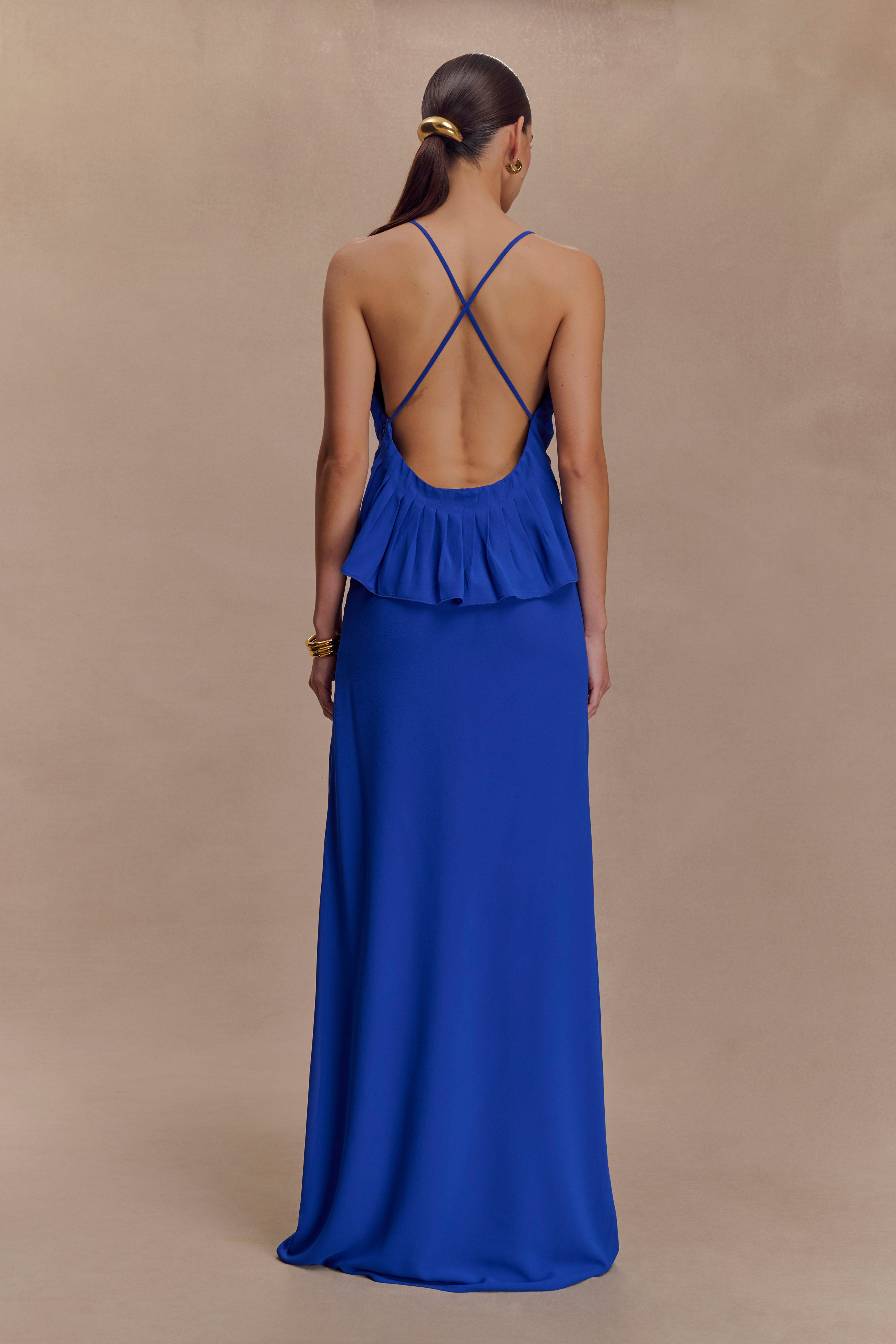 Korra Chiffon Halter Top - Cobalt Blue