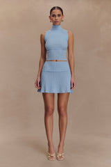 Indy Pointelle Knit Mini Skirt - Cornflower Blue
