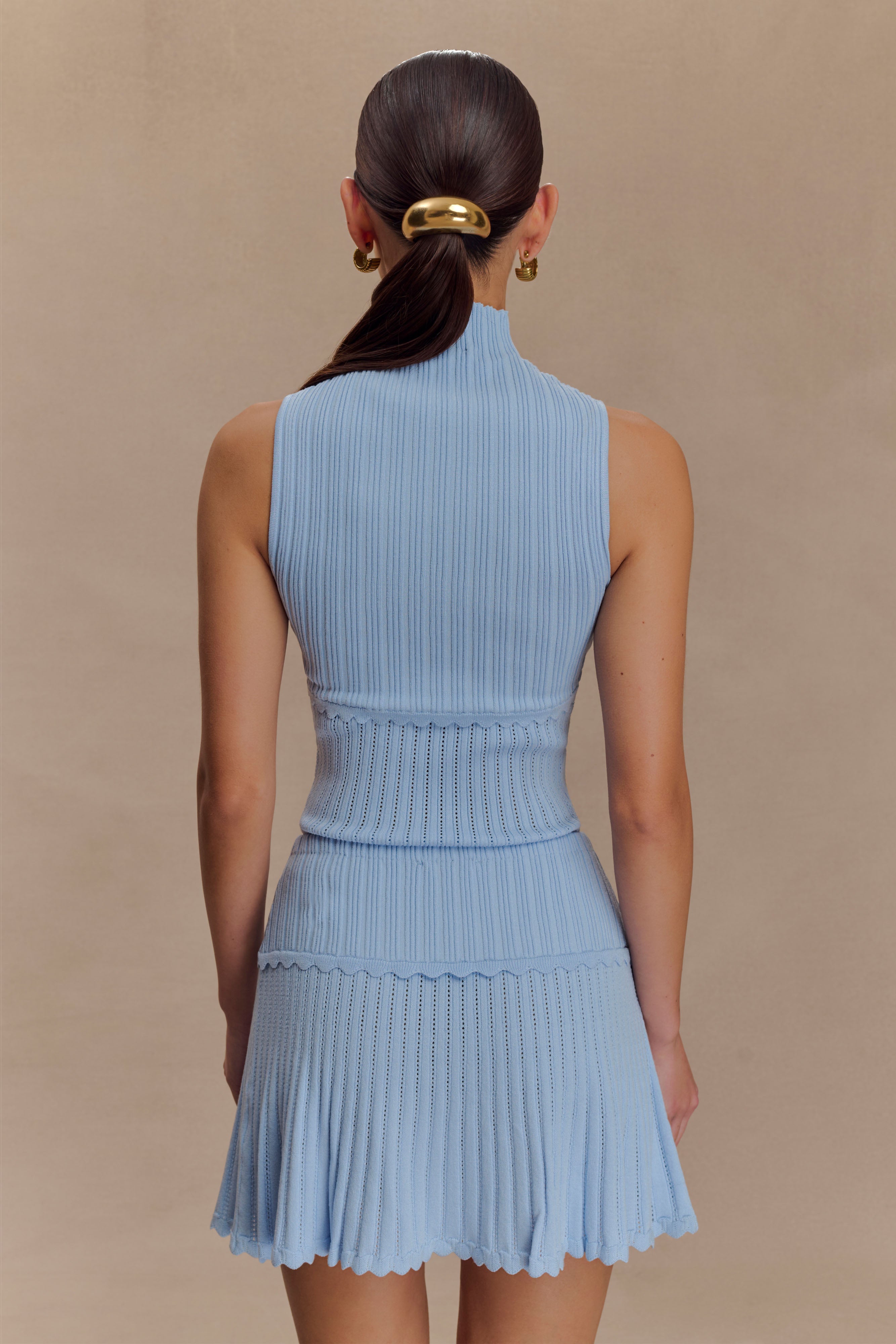 Indy Pointelle Knit Top - Cornflower Blue