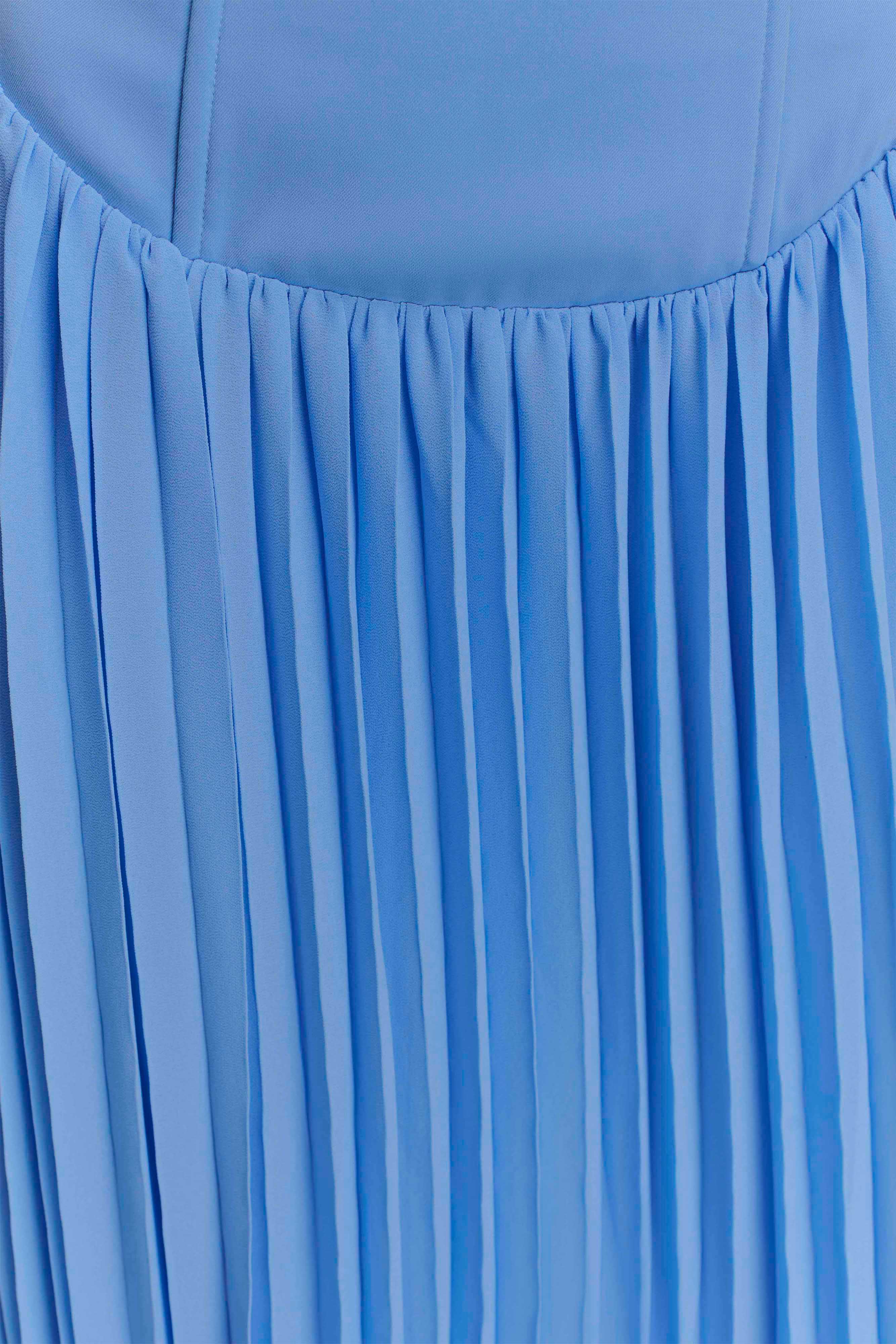 Stacie Pleated Halter Maxi Dress - Bright Blue