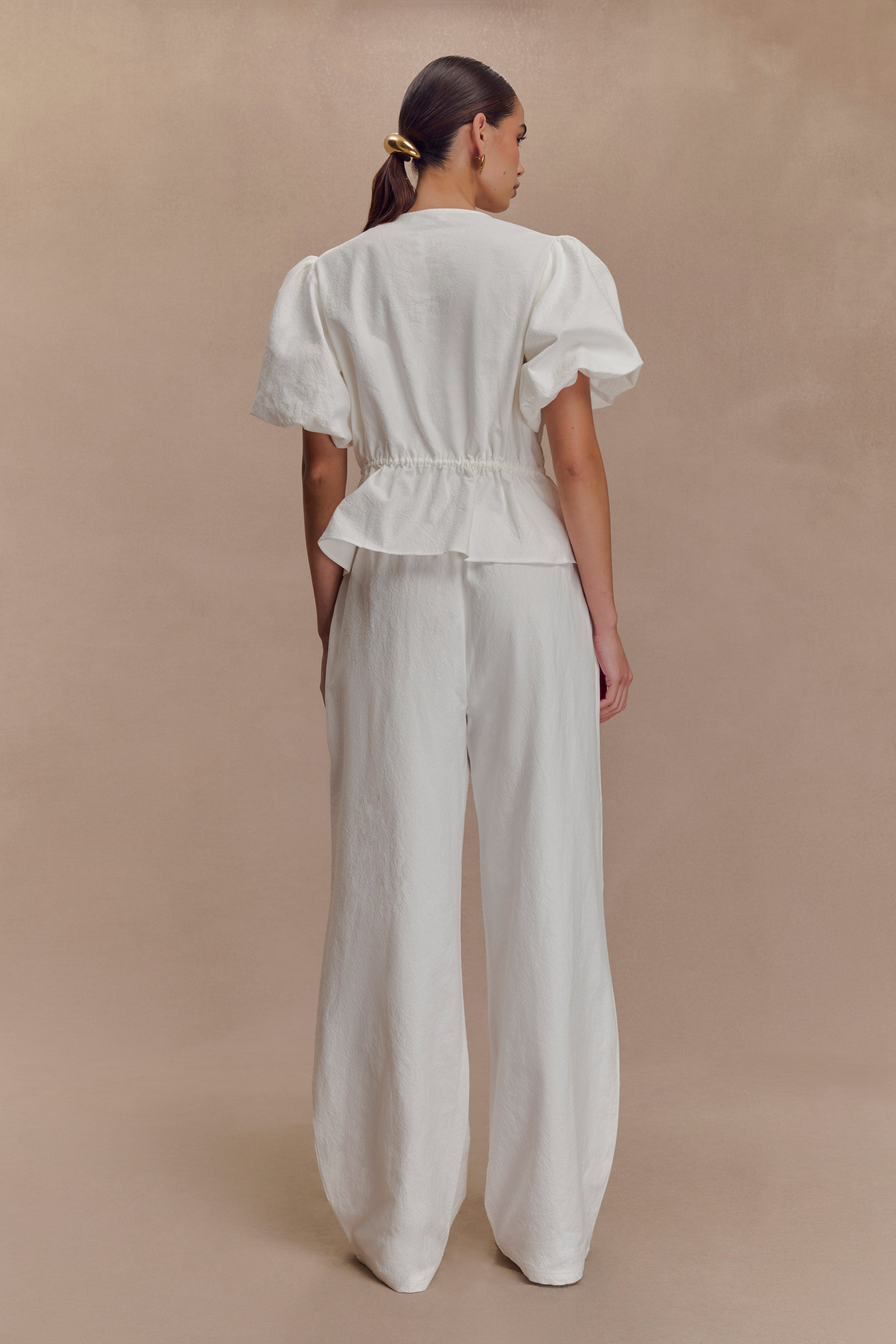 Janayia Cotton Wide Leg Pants - White