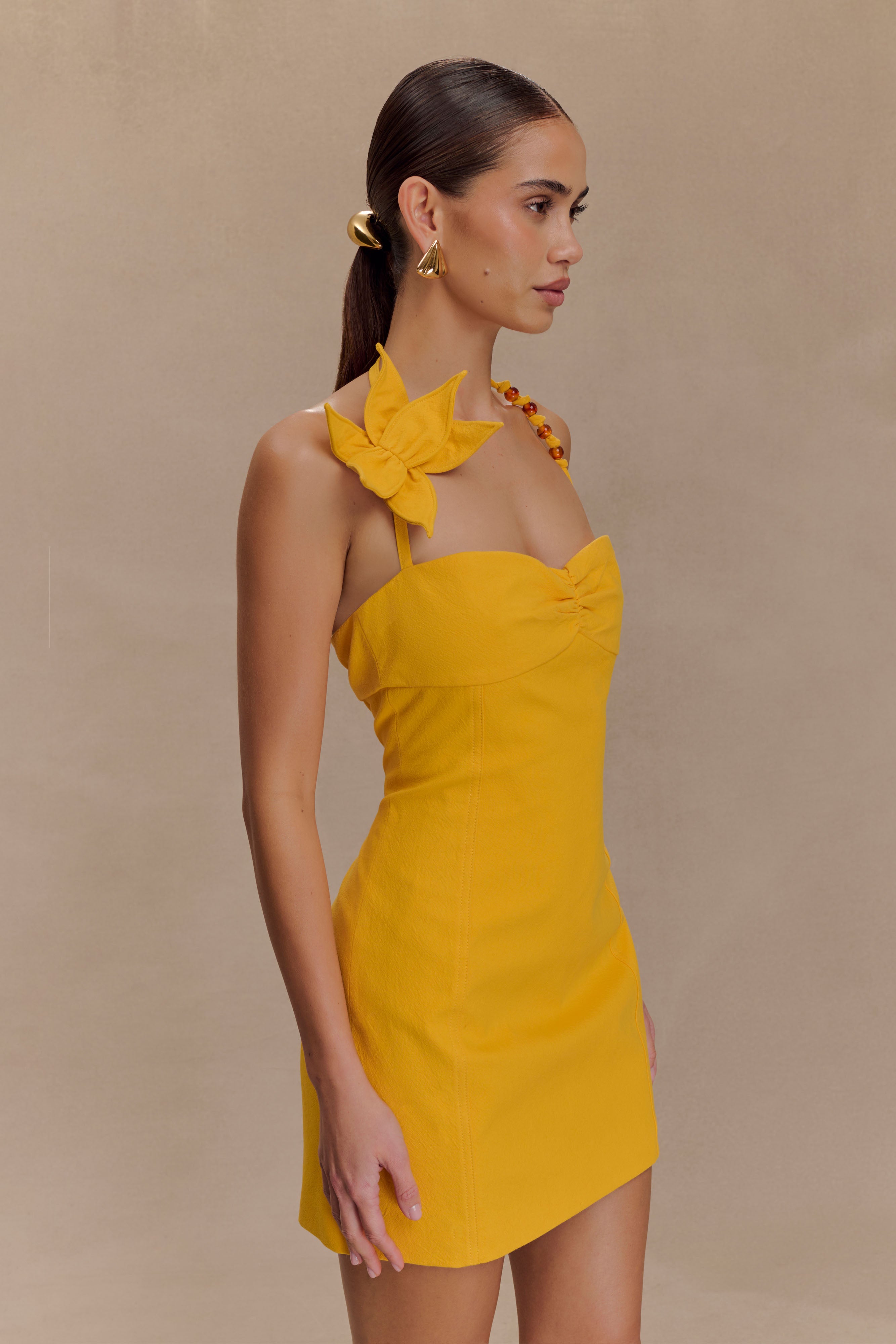 Reyes Cotton Floral Mini Dress - Butterscotch