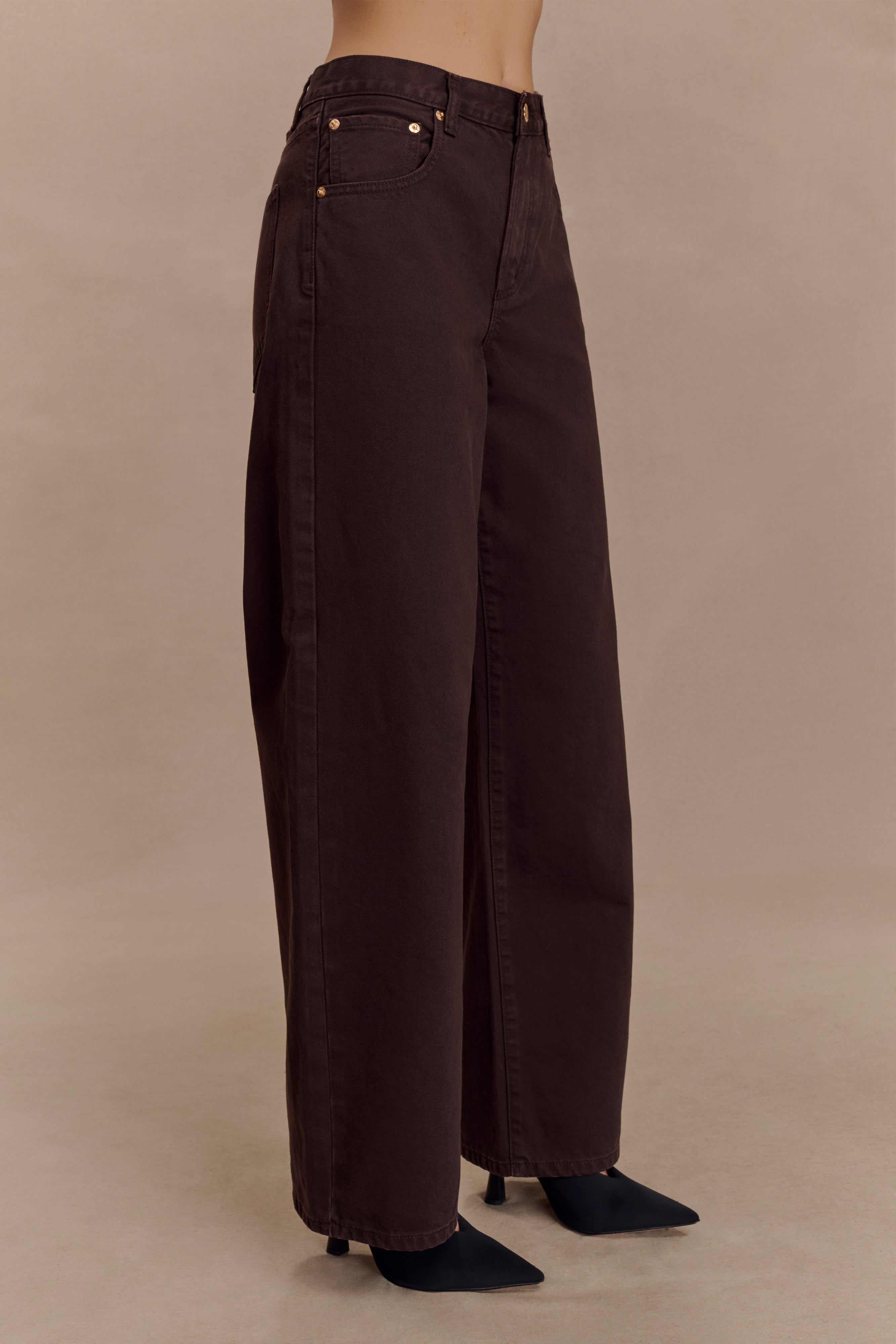 Mannon Mid Rise Denim Jeans - Chocolate