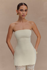 Anette Bandage Knit Strapless Top - Ivory