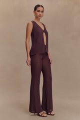 Malani Knit Top With Hardware - Chocolate