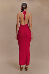 Ayella Cowl Knit Maxi Dress - Raspberry