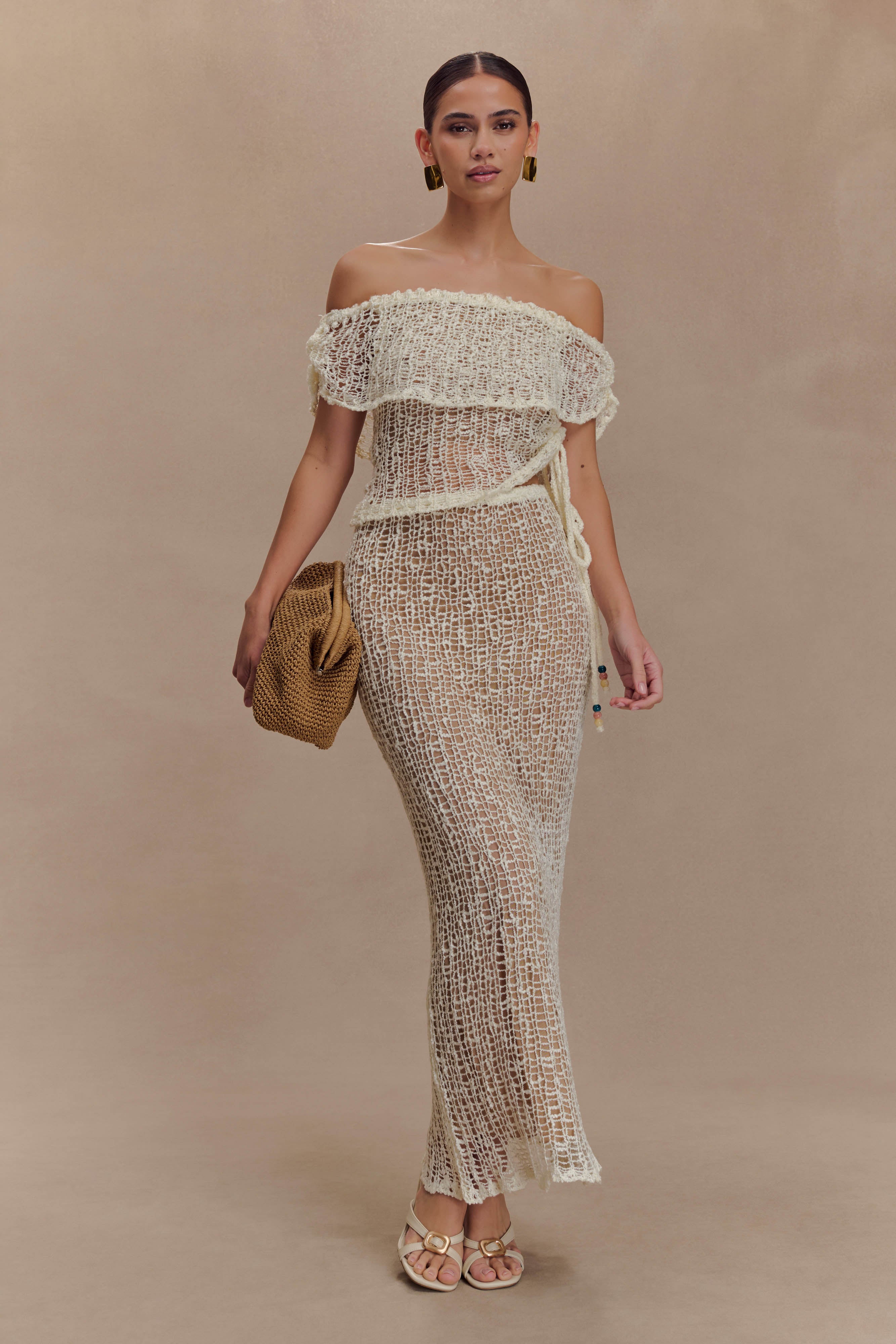 Cordelia Off Shoulder Knit Top - Ivory