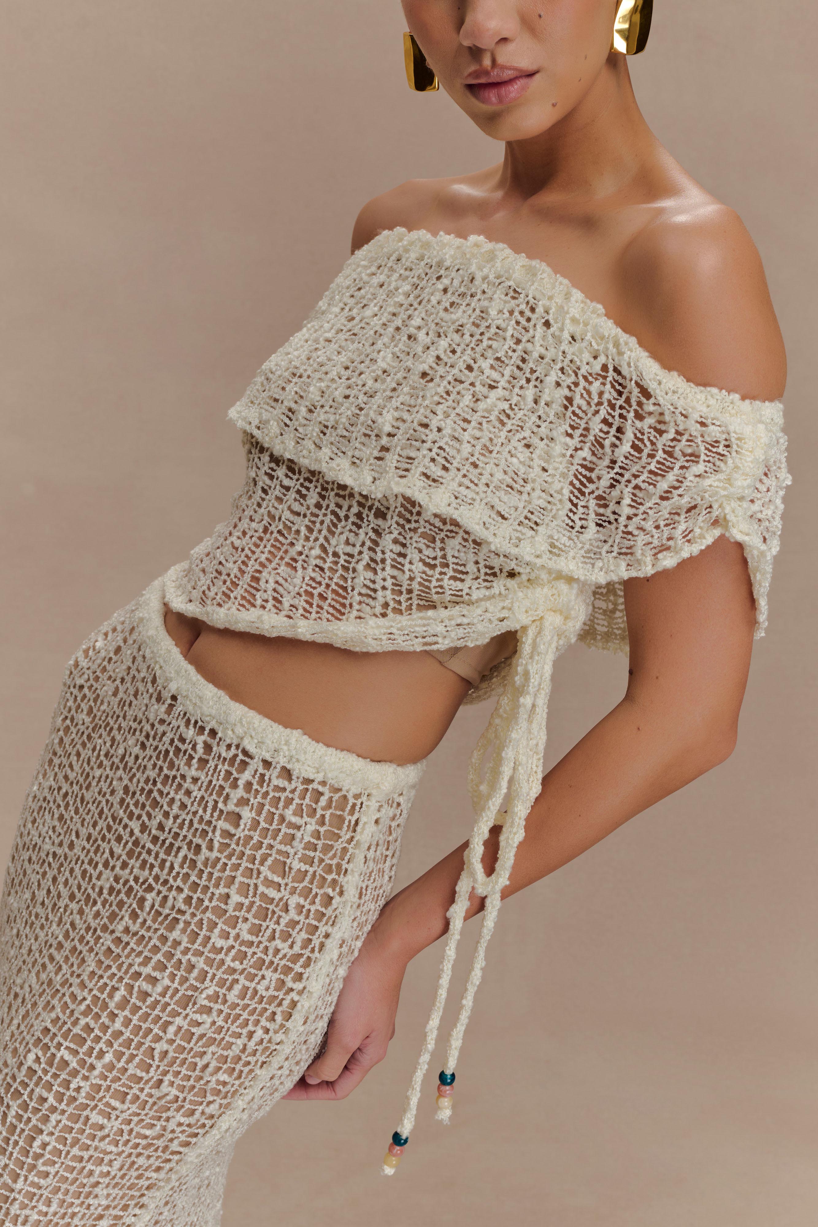 Cordelia Off Shoulder Knit Top - Ivory