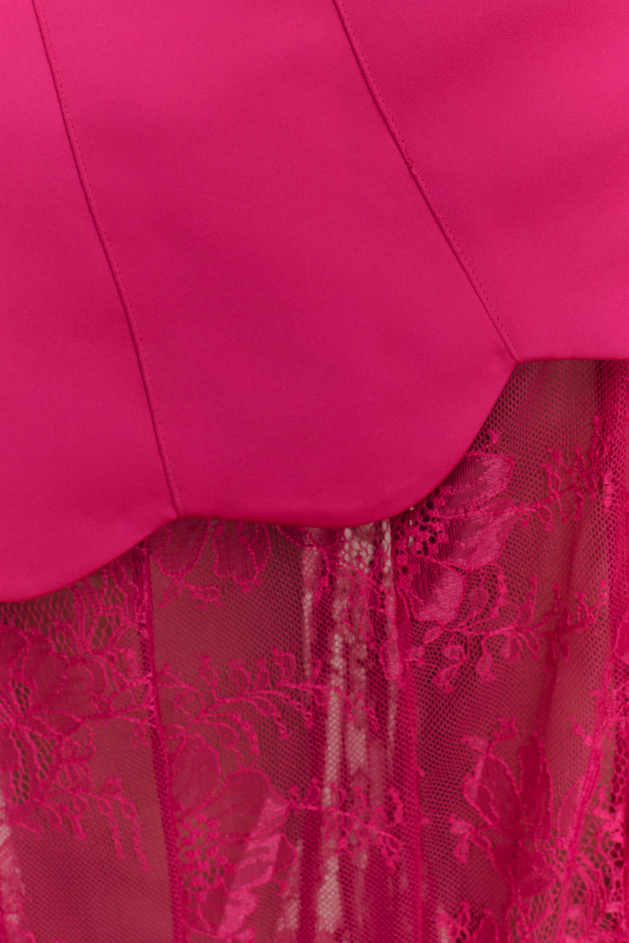 Aleena Satin And Lace Maxi Dress - Dragonfruit