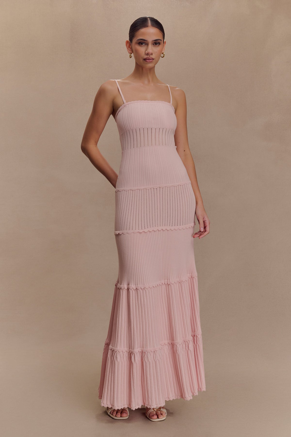 Finley Pointelle Knit Maxi Dress - Baby Pink