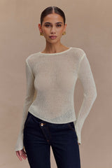 Isabella Long Sleeve Knit Top - White