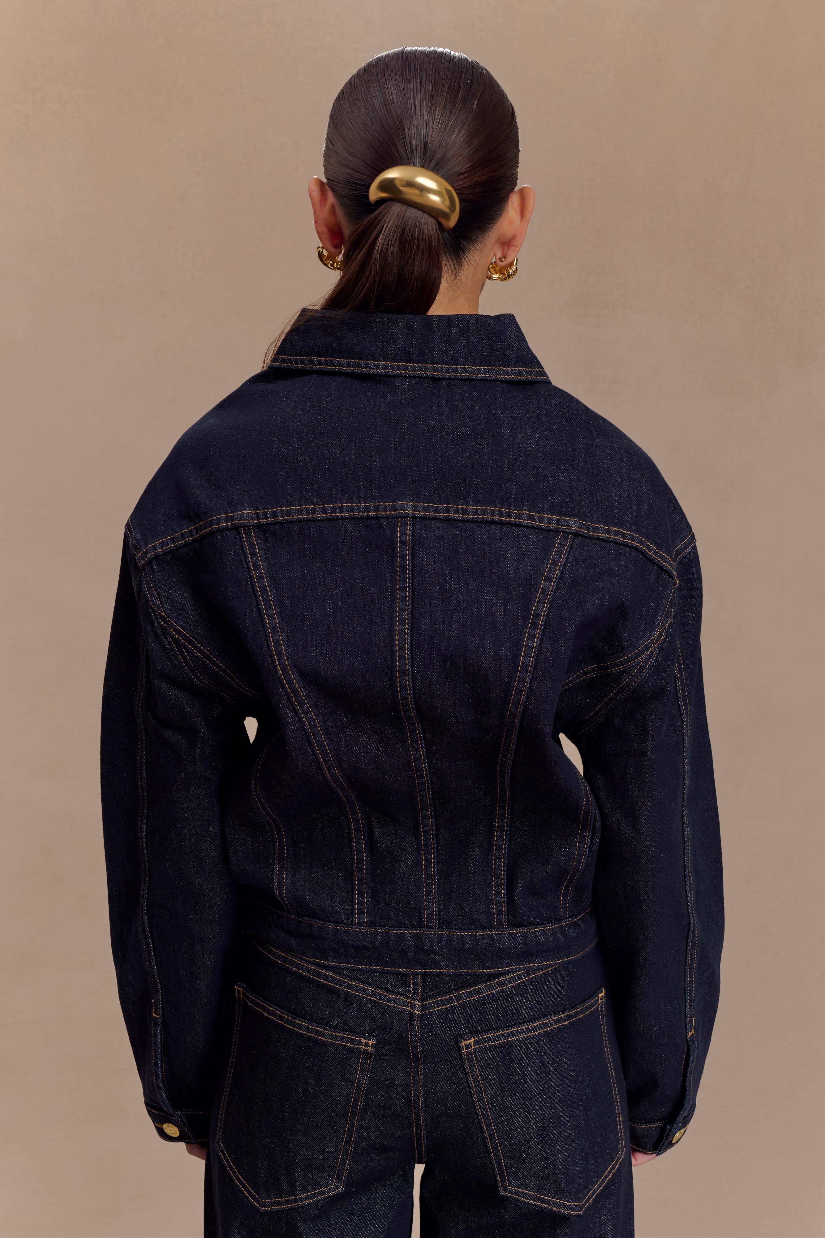 Kirra Cinched Denim Jacket - Washed Indigo Blue