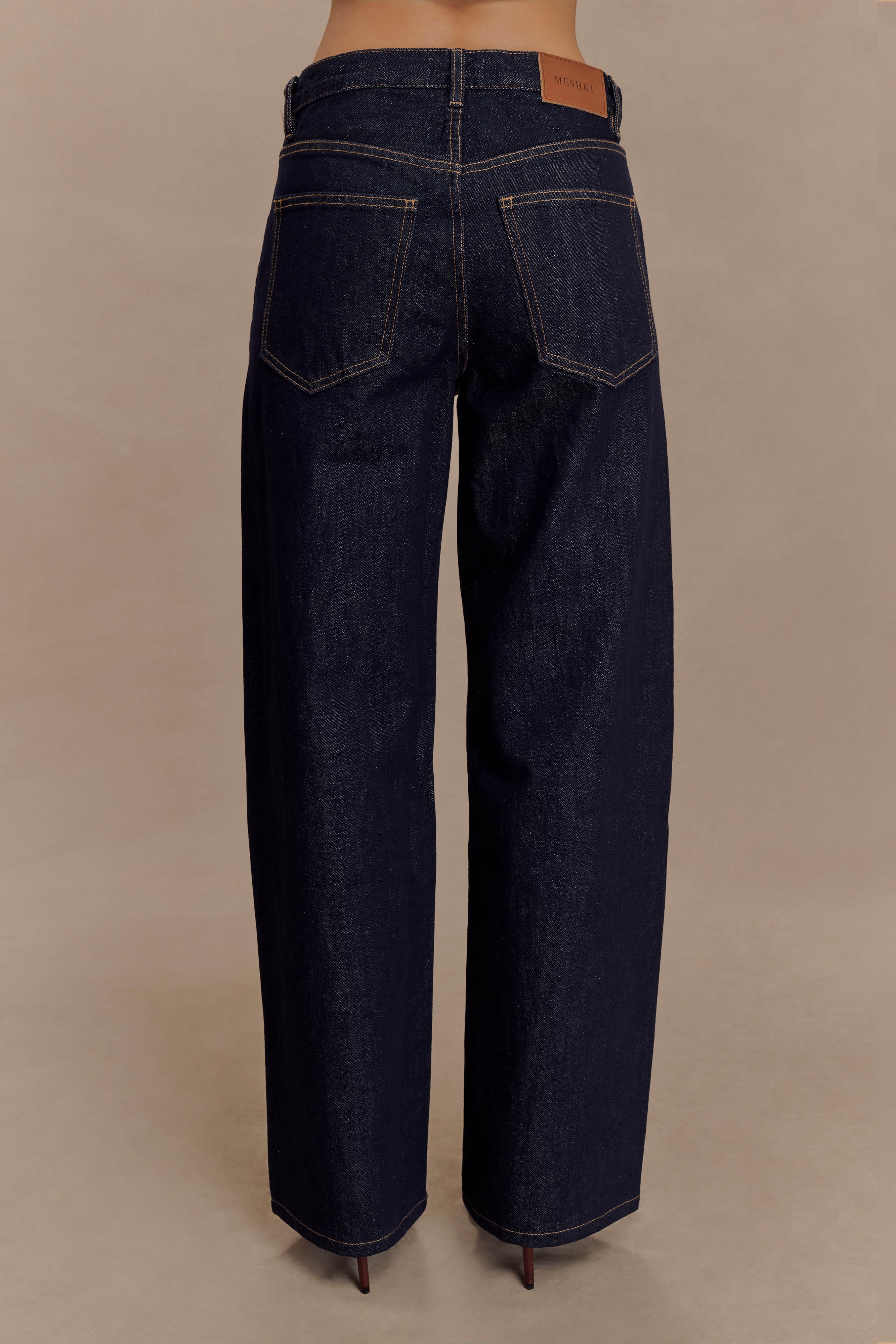 Mannon Mid Rise Denim Jeans - Washed Indigo Blue