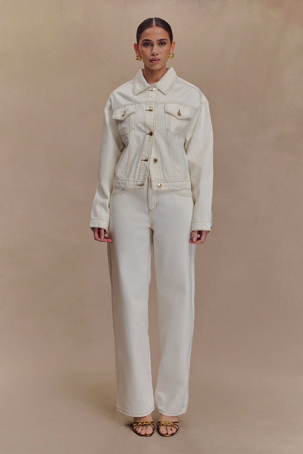 Kirra Cinched Denim Jacket - White