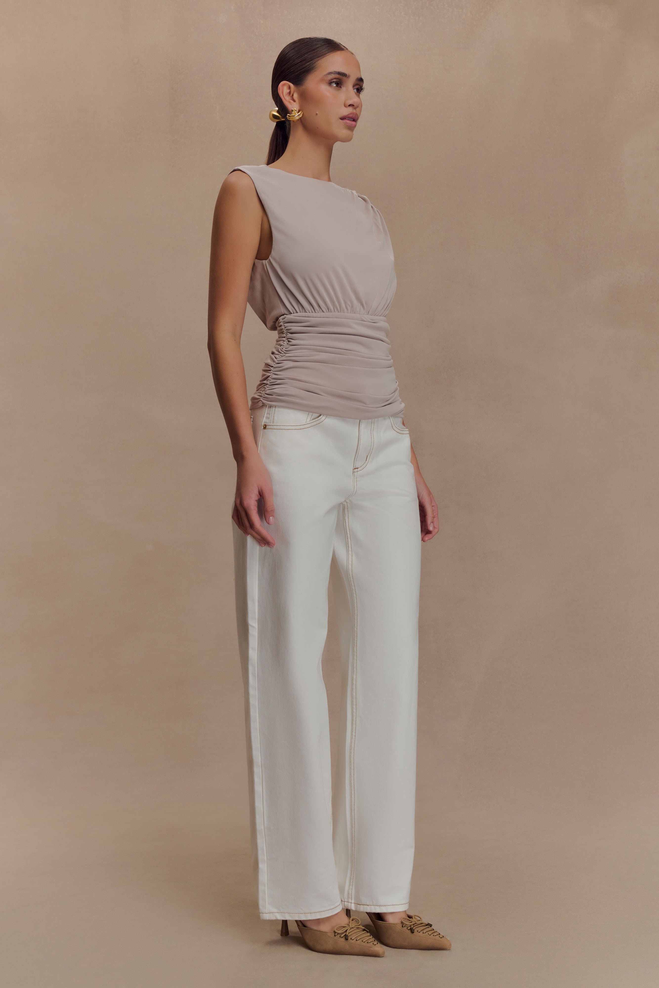 Anthony Short Sleeve Top - Taupe