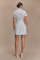 Aysha Buttoned Linen Mini Dress - White