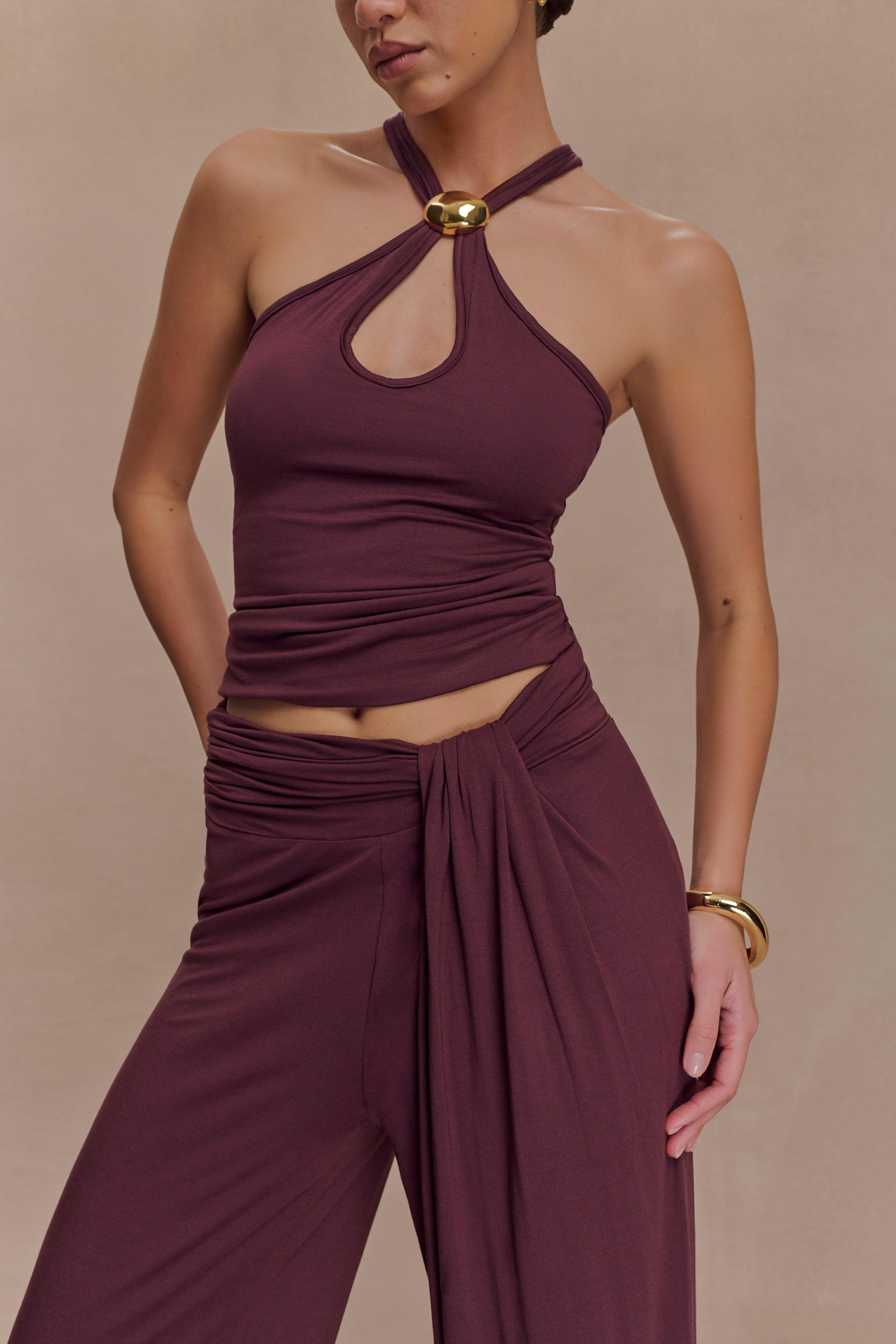 Ramona Modal Tank Top With Hardware - Mahogany