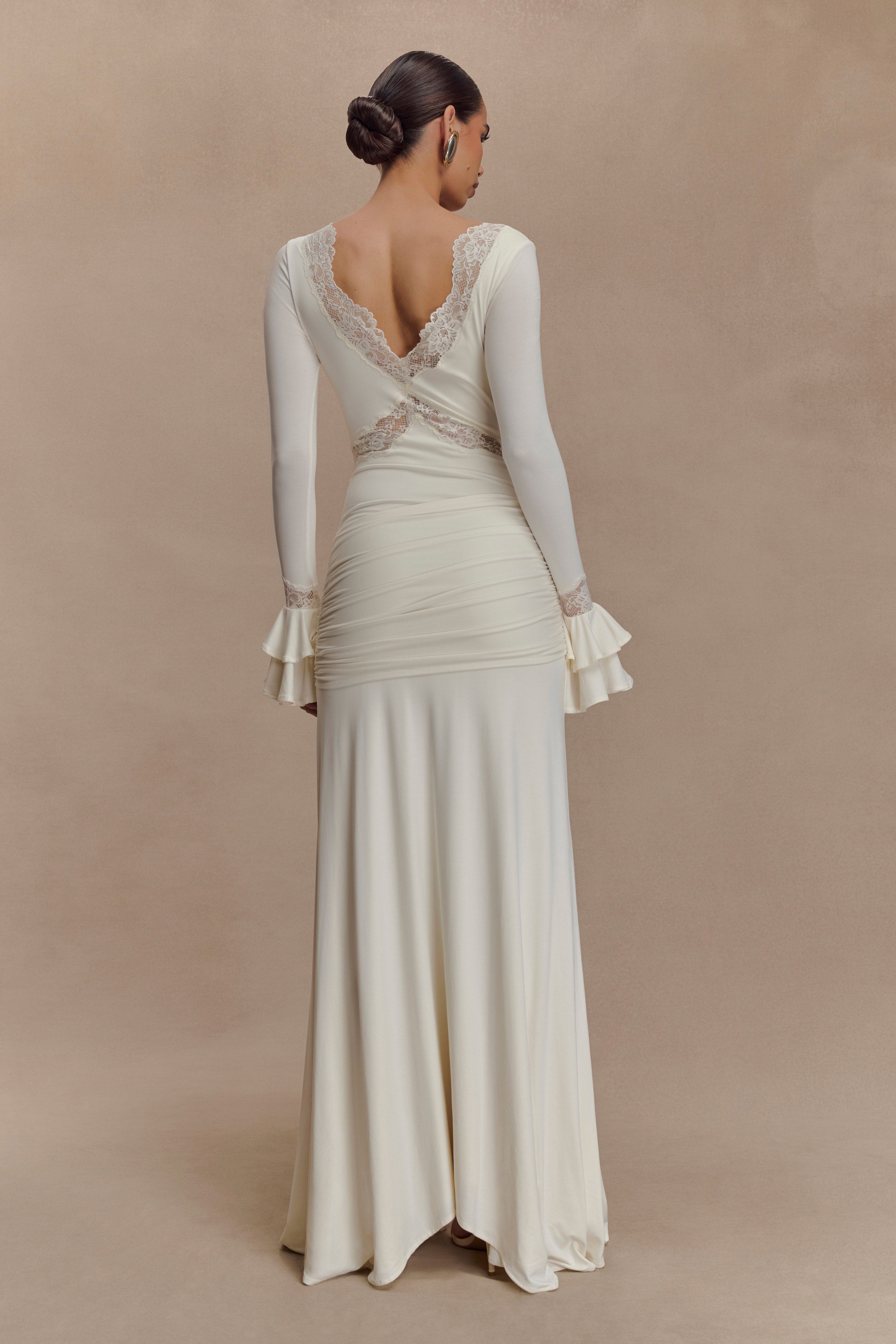 Electra Slinky Lace Maxi Dress - Ivory