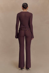 Enid Faux Leather Beaded Belt - Chocolate